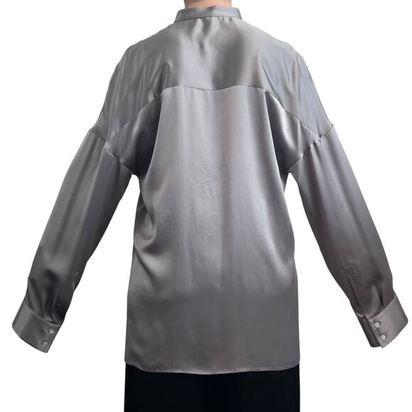 Haider Ackermann Silver Silk Charmeuse Oversized Top size FR 34 - Picture 5 of 15